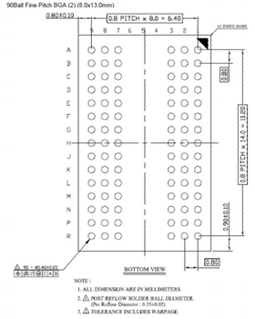 Mechanical Drawing - Alliance Memory AS4C64M32MD1A-5BIN 2Gb LPDDR SDRAM